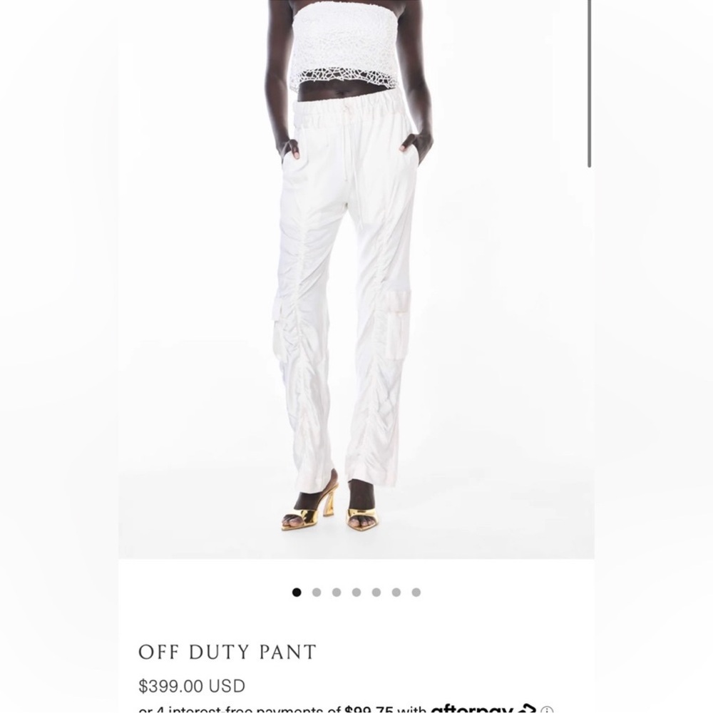 Manning‎ Cartell Satin Off Duty Pants Ruched Cargo Jogger Pants White Sz 8
